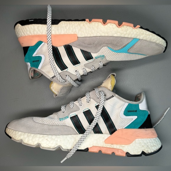 Adidas Men’s Nite Jogger White Hi-Res Aqua Size 12 - Picture 2 of 12